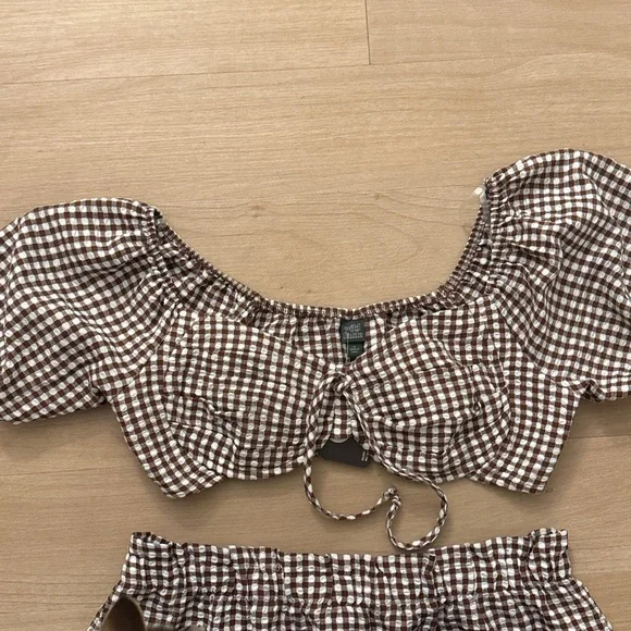 Wild Fable 2 Piece Brown Gingham Set - Picture 2 of 3